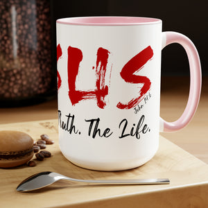 JESUS: The Way - The Truth - The Life - Two-Tone Coffee Mugs, 15oz