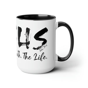 JESUS: The Way - The Truth - The Life - Two-Tone Coffee Mugs, 15oz
