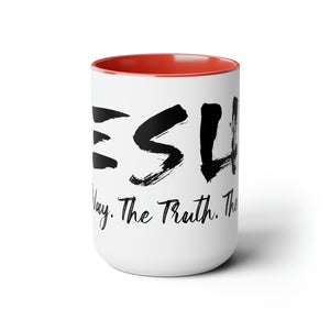 JESUS: The Way - The Truth - The Life - Two-Tone Coffee Mugs, 15oz