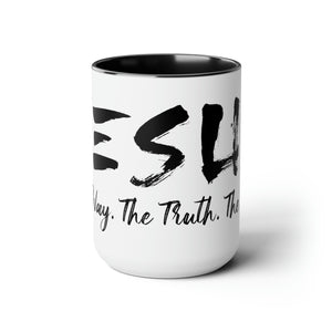 JESUS: The Way - The Truth - The Life - Two-Tone Coffee Mugs, 15oz