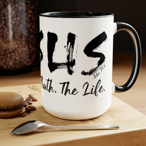 JESUS: The Way - The Truth - The Life - Two-Tone Coffee Mugs, 15oz