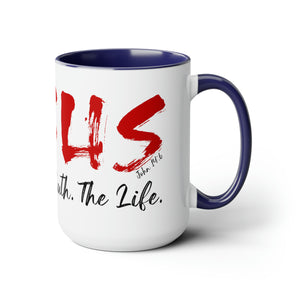 JESUS: The Way - The Truth - The Life - Two-Tone Coffee Mugs, 15oz