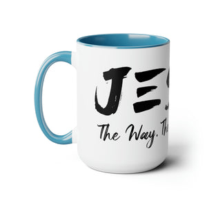 JESUS:  The Way - The Truth - The Life - Two-Tone Coffee Mugs, 15oz