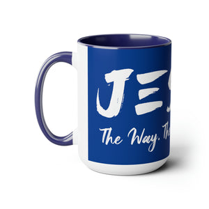 JESUS:  The Way - The Truth - The Life - Two-Tone Coffee Mugs, 15oz