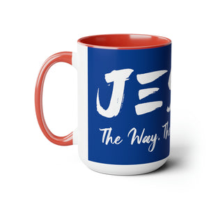 JESUS:  The Way - The Truth - The Life - Two-Tone Coffee Mugs, 15oz