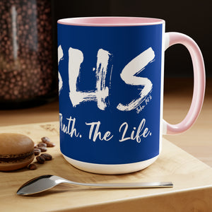 JESUS:  The Way - The Truth - The Life - Two-Tone Coffee Mugs, 15oz