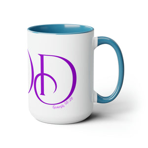 But GOD (Purple) - Two-Tone Coffee Mugs, 15oz