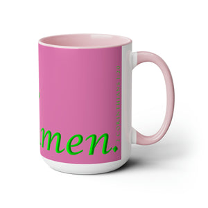 (Pink & Green) Coffee Mugs, 15oz