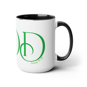 But God (Green) Two-Tone Coffee Mugs, 15oz