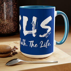 JESUS:  The Way - The Truth - The Life - Two-Tone Coffee Mugs, 15oz