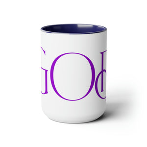 But GOD (Purple) - Two-Tone Coffee Mugs, 15oz