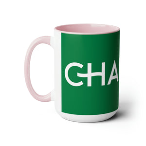 Chaplain (is on duty) (White/Green) Two-Tone Coffee Mugs, 15oz