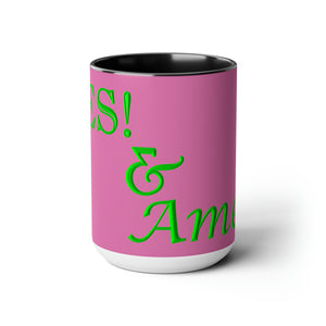 (Pink & Green) Coffee Mugs, 15oz