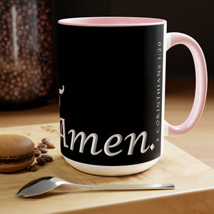 Yes! & Amen. (White/Black) Coffee Mugs, 15oz