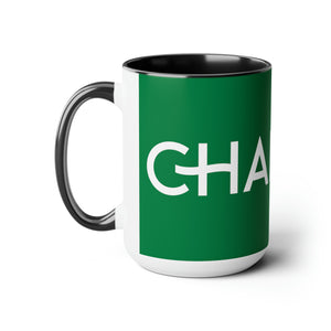 Chaplain (is on duty) (White/Green) Two-Tone Coffee Mugs, 15oz