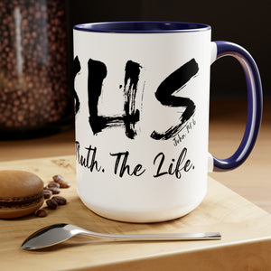 JESUS:  The Way - The Truth - The Life - Two-Tone Coffee Mugs, 15oz