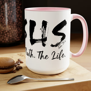 JESUS:  The Way - The Truth - The Life - Two-Tone Coffee Mugs, 15oz