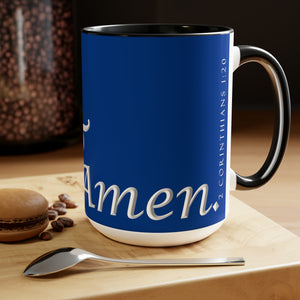 Yes! & Amen. (White/Blue) Coffee Mugs, 15oz