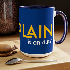 Chaplain (is on duty) (Gold/Dark Blue) Two-Tone Coffee Mugs, 15oz