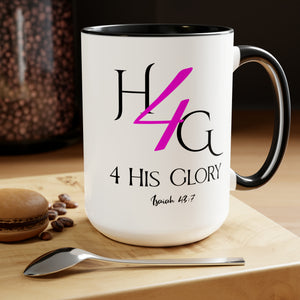 4 His Glory (Pink) Coffee Mugs, 15oz