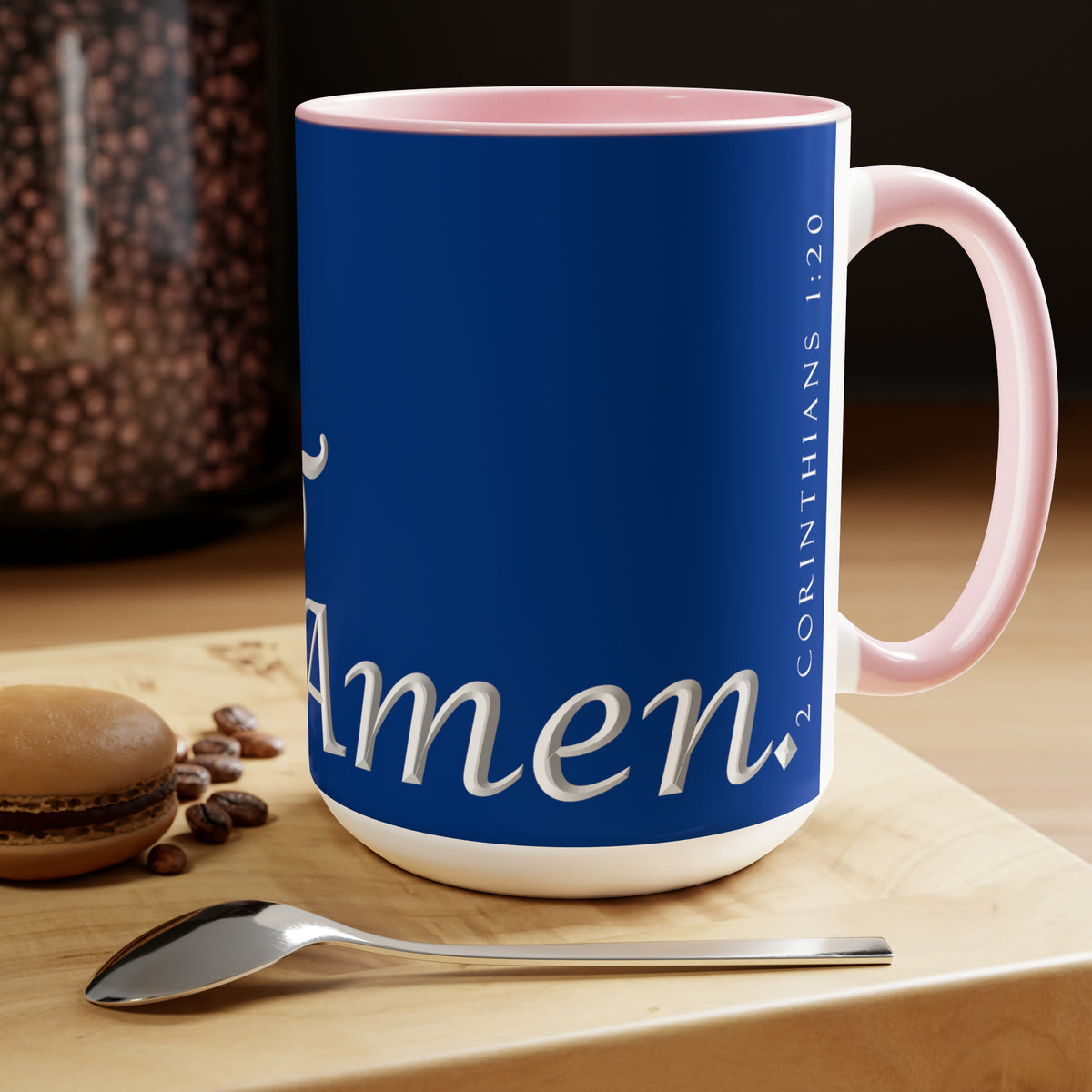 Yes! &amp; Amen. (White/Blue) Coffee Mugs, 15oz
