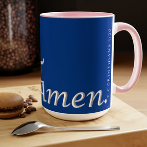 Yes! & Amen. (White/Blue) Coffee Mugs, 15oz