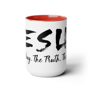 JESUS:  The Way - The Truth - The Life - Two-Tone Coffee Mugs, 15oz