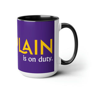 Chaplain (is on duty) (Gold/Purple) Two-Tone Coffee Mugs, 15oz