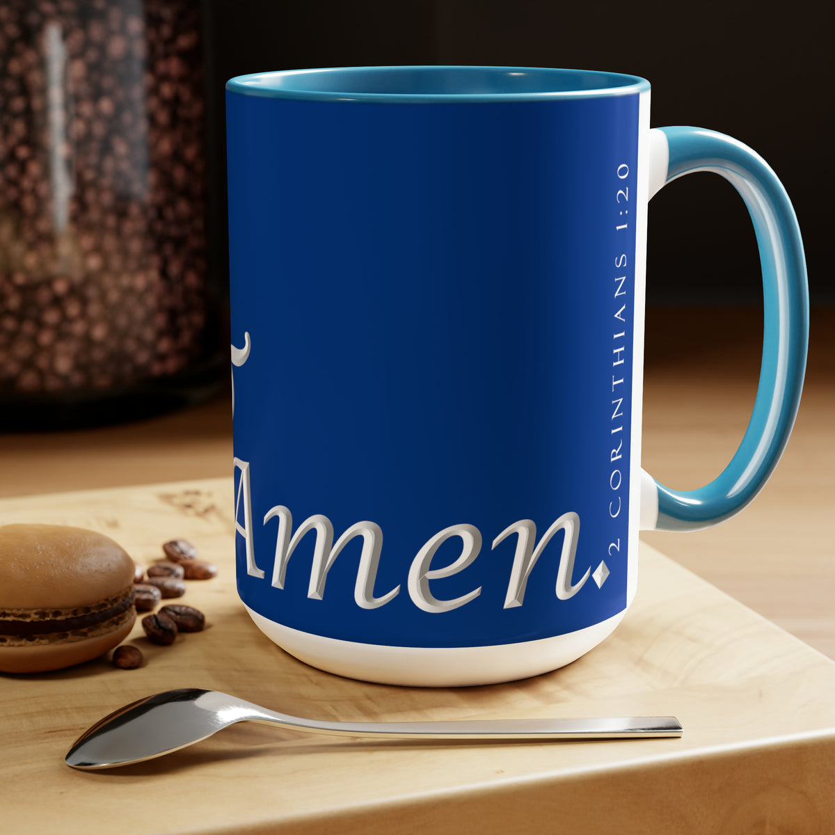 Yes! &amp; Amen. (White/Blue) Coffee Mugs, 15oz