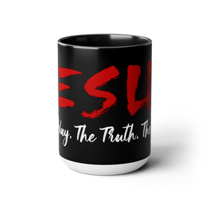 JESUS:  The Way - The Truth - The Life - Two-Tone Coffee Mugs, 15oz