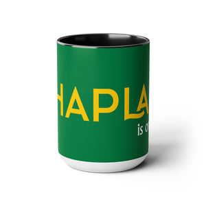 Chaplain (is on duty) (Gold/Green) Two-Tone Coffee Mugs, 15oz