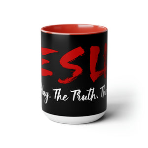 JESUS:  The Way - The Truth - The Life - Two-Tone Coffee Mugs, 15oz