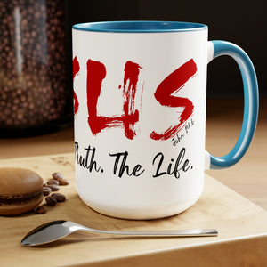 JESUS:  The Way - The Truth - The Life - Two-Tone Coffee Mugs, 15oz