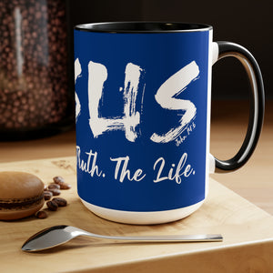 JESUS:  The Way - The Truth - The Life - Two-Tone Coffee Mugs, 15oz