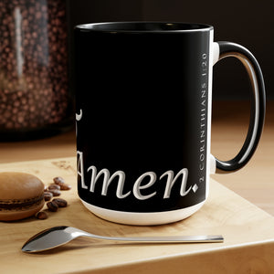 Yes! & Amen. (White/Black) Coffee Mugs, 15oz