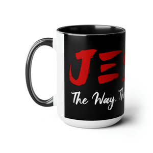 JESUS:  The Way - The Truth - The Life - Two-Tone Coffee Mugs, 15oz