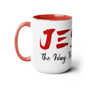 JESUS:  The Way - The Truth - The Life - Two-Tone Coffee Mugs, 15oz