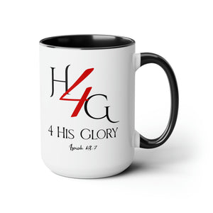 4 His Glory (Red) Coffee Mugs, 15oz