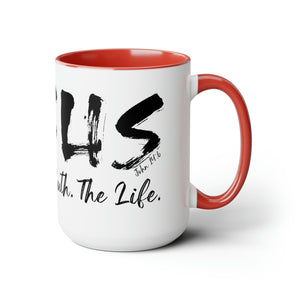 JESUS:  The Way - The Truth - The Life - Two-Tone Coffee Mugs, 15oz