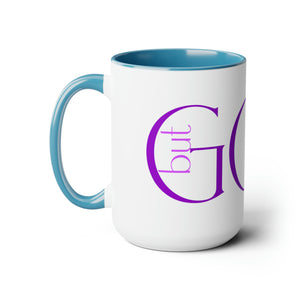 But GOD (Purple) - Two-Tone Coffee Mugs, 15oz