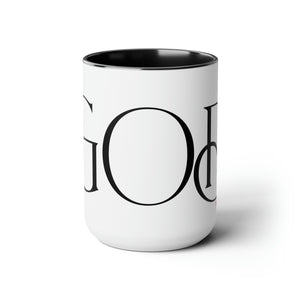 But God (Black) Two-Tone Coffee Mugs, 15oz