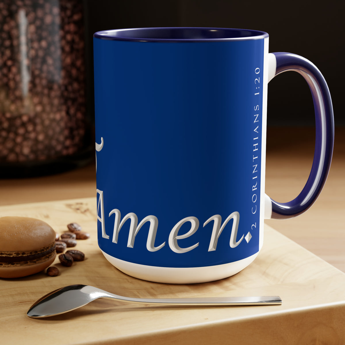 Yes! &amp; Amen. (White/Blue) Coffee Mugs, 15oz