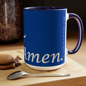 Yes! & Amen. (White/Blue) Coffee Mugs, 15oz