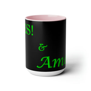 (Black & Green) Coffee Mugs, 15oz