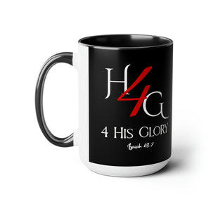 4 His Glory (Red) Coffee Mugs, 15oz