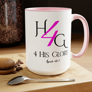 4 His Glory (Pink) Coffee Mugs, 15oz