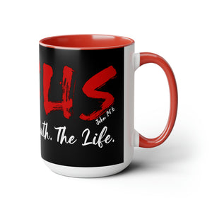 JESUS:  The Way - The Truth - The Life - Two-Tone Coffee Mugs, 15oz