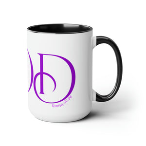 But GOD (Purple) - Two-Tone Coffee Mugs, 15oz