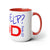 Need Help? Try God (Red w/Blue) Two-Tone Coffee Mugs, 15oz