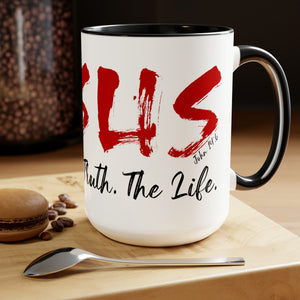 JESUS:  The Way - The Truth - The Life - Two-Tone Coffee Mugs, 15oz